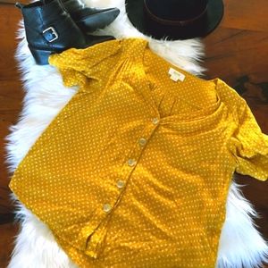 Maeve by Anthropologie Mustard Yellow Polka Dot
